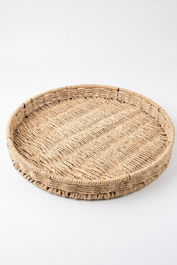 Savana Decorative Tray Handmade Natural Paper Rope 35X4 cm Metal