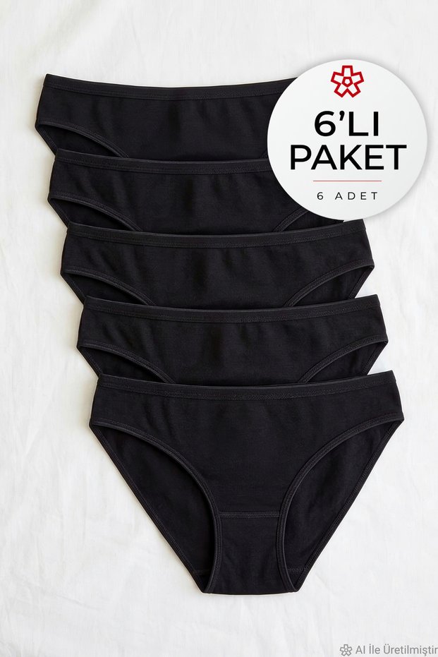 Lycra Non-Marking Bikini Women's Panties Black 6-Pack