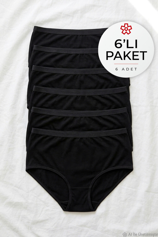 Bamboo Belted Bato Women's High Waist Panties Black 6-Pack