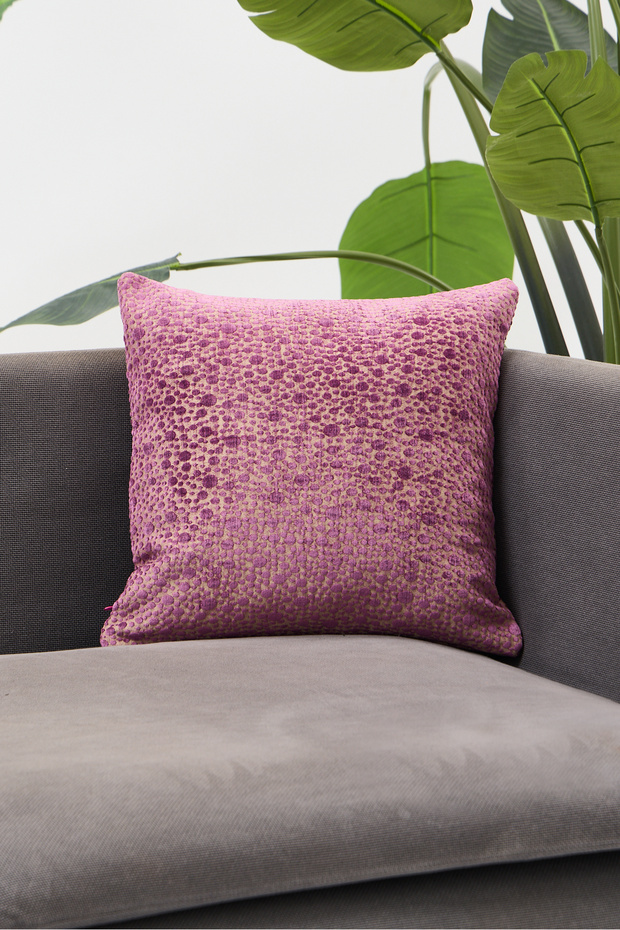 Dusty Rose Polka Dot Chenille Throw Pillow Cover Modern Decorative Soft Textured