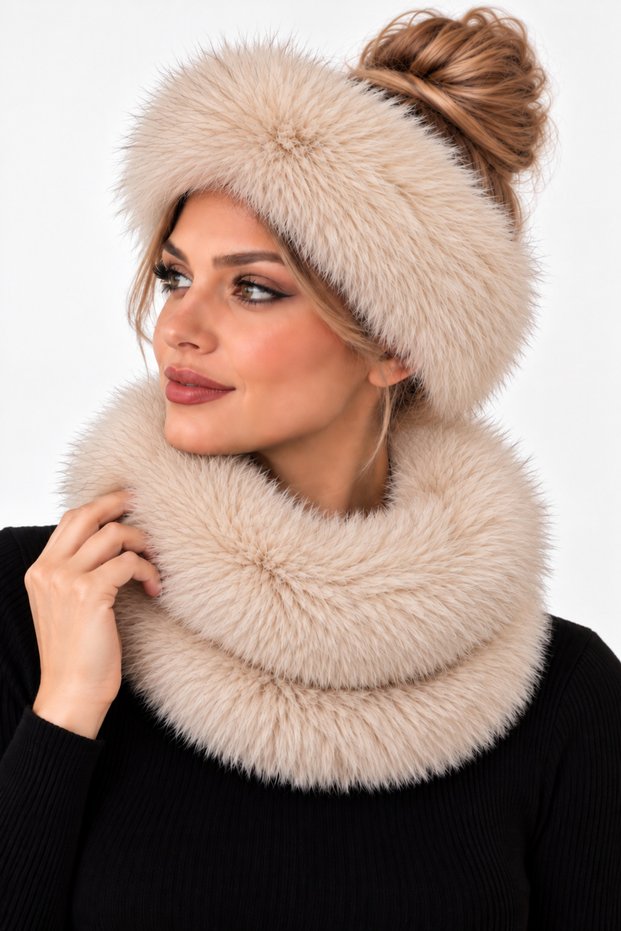 Lolita Fur Bandana & Neck Collar Set (with Elastic on the Back)