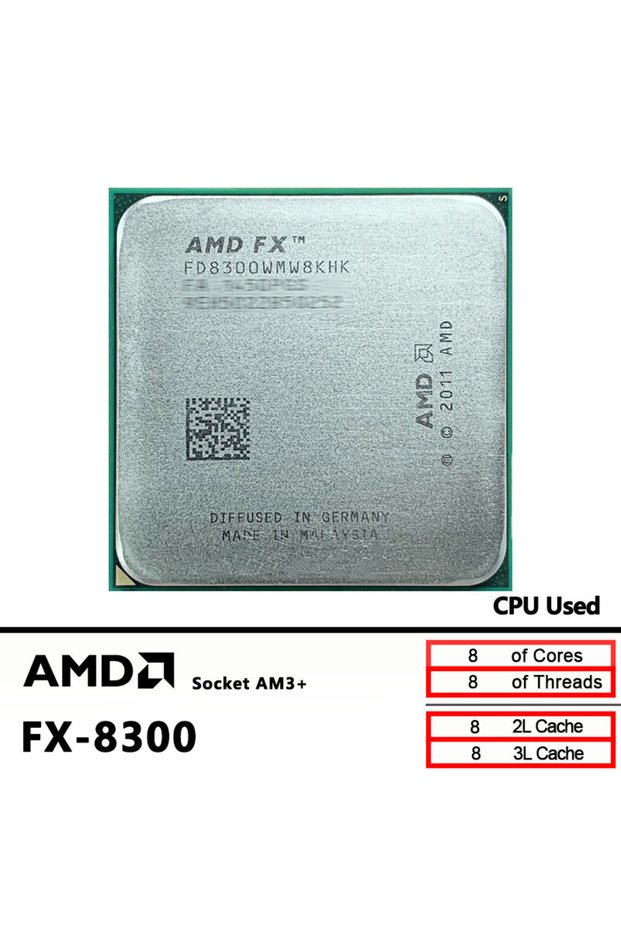 FX-8300 3.3 GHz Used Eight-Core 8M Socket AM3+ CPU 95W