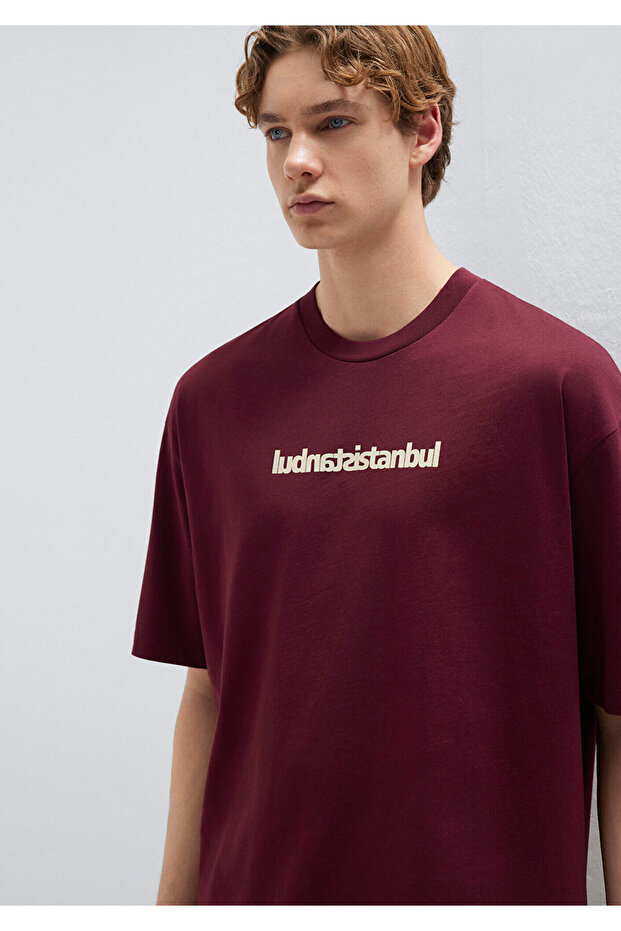 Istanbul B Printed Claret Red T-Shirt O Oversized / Wide Fit 0613591-70426
