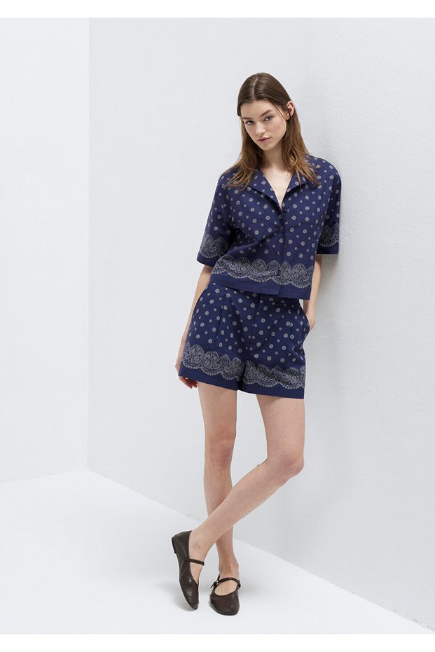 Ethnic Printed Navy Blue Shorts 1410254-91499