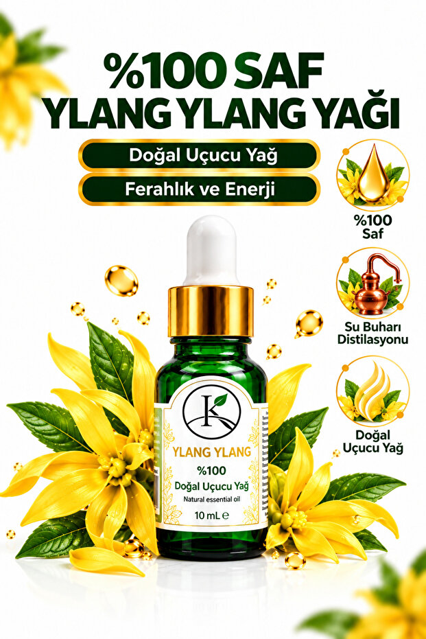 Ylang Ylang Essential Oil 10ml 100% Pure and Natural with Glass Dropper (Ylang Ylang Essential Oil)