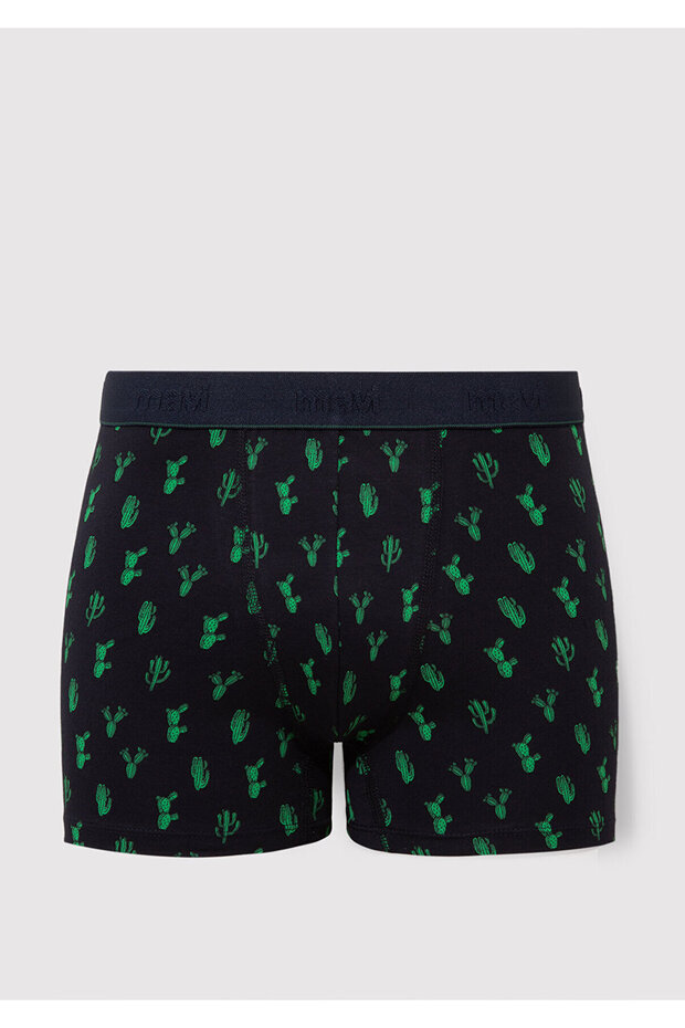 Navy Blue Cactus Printed Boxers - 0910045 -32184