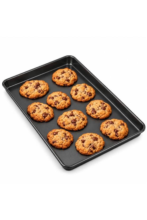 Bliss Non Stick Cookie Baking Sheet 11 x 17 Inch Heavy Duty Carbon Steel Oven Tray with Silicone Coating Heat Resistant up to 400F Black
