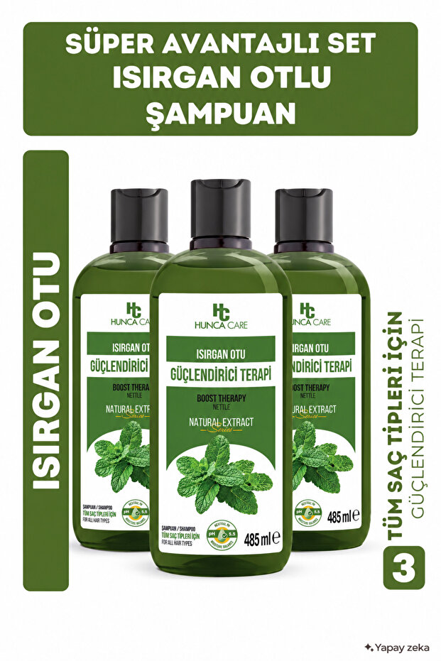 Nettle Shampoo, Helps Against Hair Loss 485 ml Set of 3