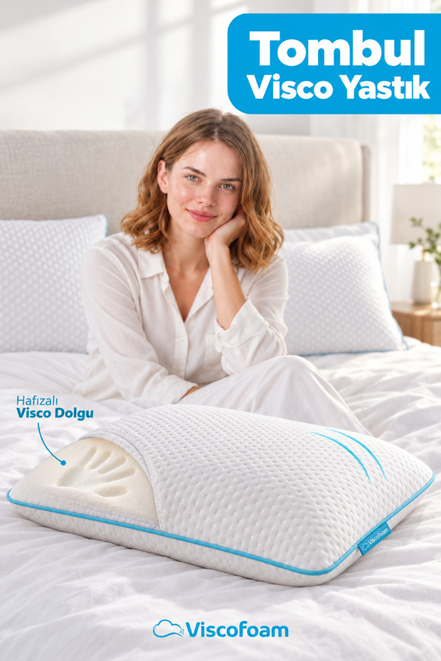 Orthopedic Pillow with Neck Support Chubby Visco Pillow - 59x39x13cm