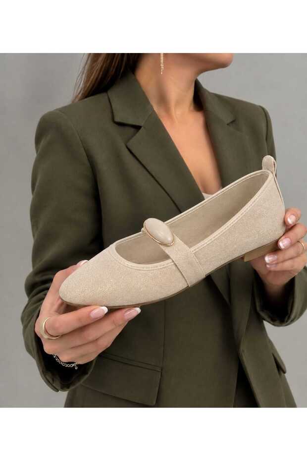 Ballet Flats with Buckle, Satin Orthopedic Sole