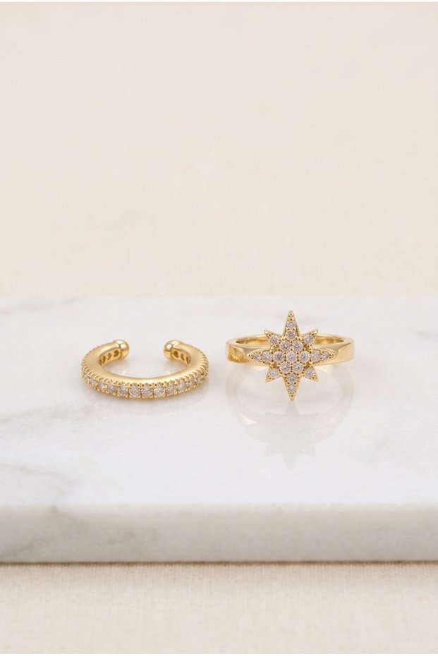 2-Piece Gold Color North Star Earcuff Cuff