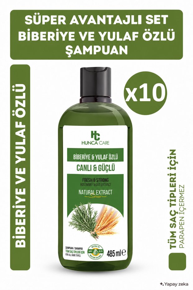 Rosemary and Oat Extract Shampoo That Helps Fast Hair Growth 485 ml - 10 Pieces