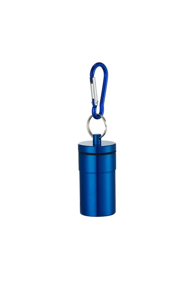 Blue 1Pcs Portable Pocket Ashtray with Lid Aluminum Storage Tube Holder Windproof Cigarettes Ashtray