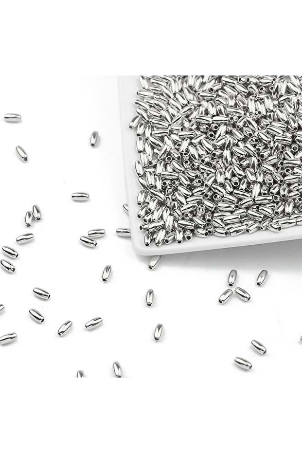 4x8mm 200pcs Silver 200pcs 3X6/4x8mm Grain Oval Spacer CCB Gold Silver Plated Loose Beads For Jewelr