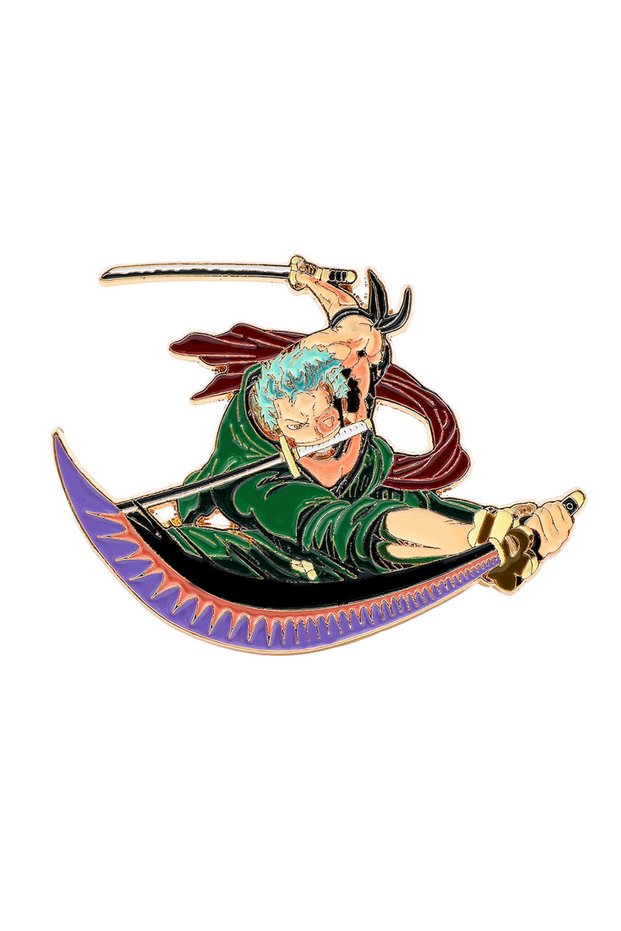 Bandai 1 Pc 1 Pc Anime Cartoon Brooch Handsome Roronoa Zoro Enamel Pin Metal Badge Jewelry Clothing