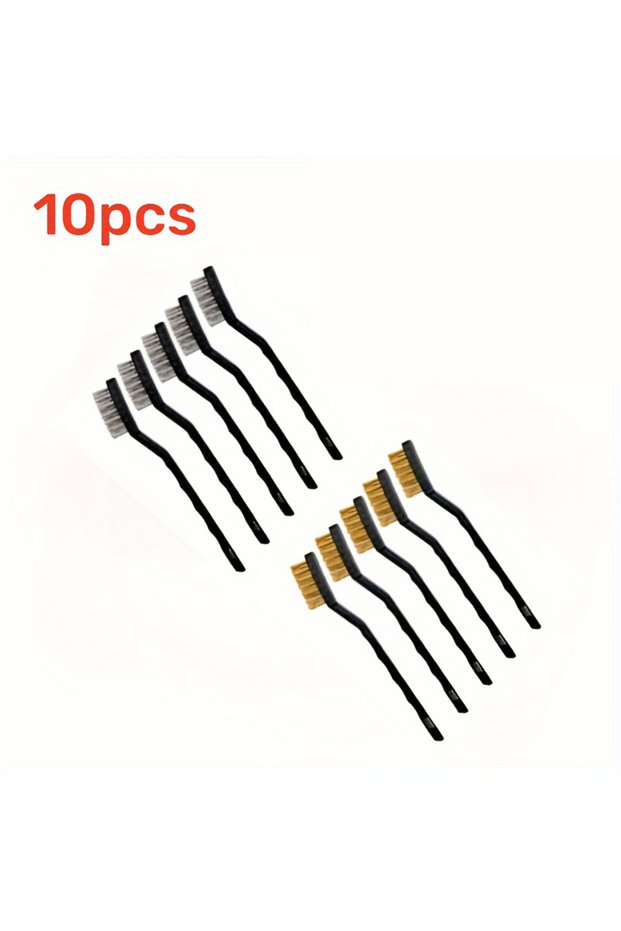 10pcs 10/30pcs Stainless Steel Brass Wire Brush Set - Rust Removal & Welding Cleanup, Durable Bristl