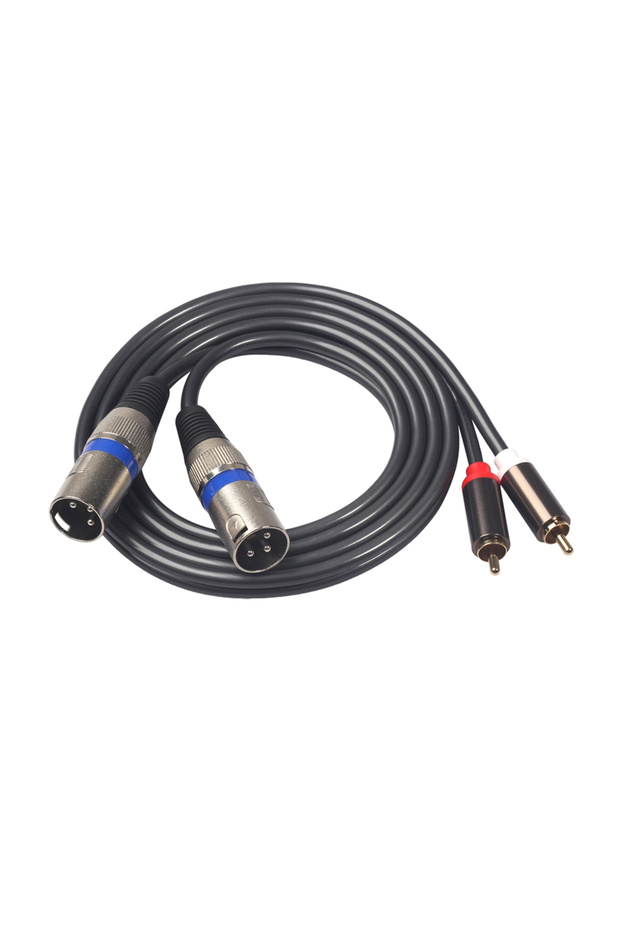 1.5m Dual XLR Male To Dual RCA Male Audio Line Black Audio Cable Adapter Wire for Microphone