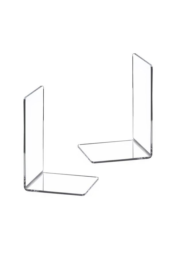 Clear 1pc Acrylic Bookends Stand Bookshelf Desktop Decorative Storage Rack