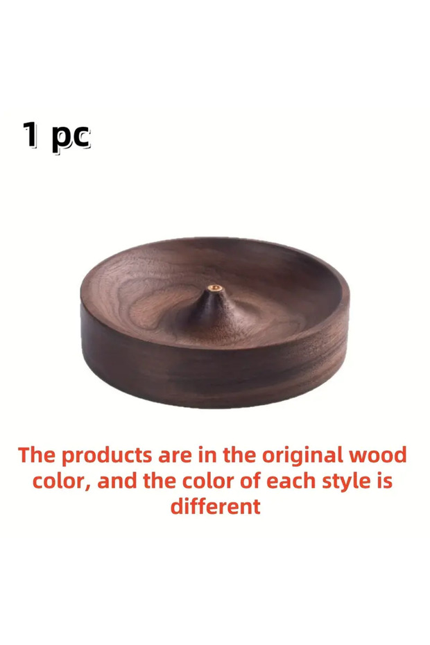 1pc Solid Wood Incense Holder, Handmade for Meditation & Home Decor. Natural Grain, No Power Needed