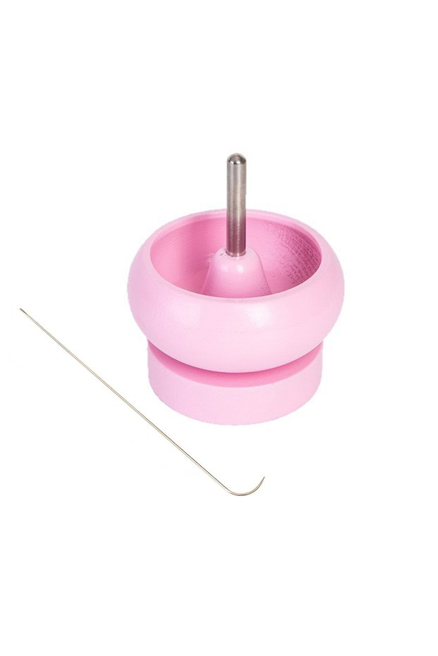 Pink Bead Spinner for Jewelry Making, Effortless Rotating Wooden Clay Bead Spinner with 1 Big Eye Be