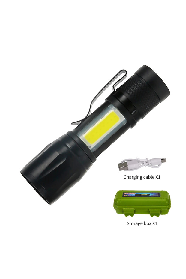 913 with Box Mini Torch LED Rechargeable Flashlight Portable USB Charging Flashlight High Power Bank