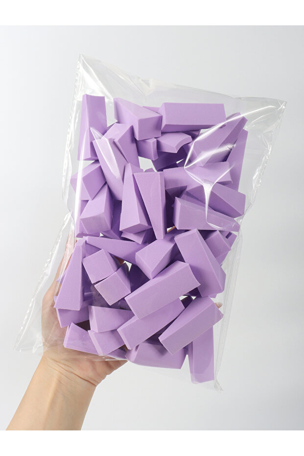 C 50 Pieces of Random Color Facial Curve Mixed Makeup Sponge, Latex-Free, Small Wedge-Shaped Smooth