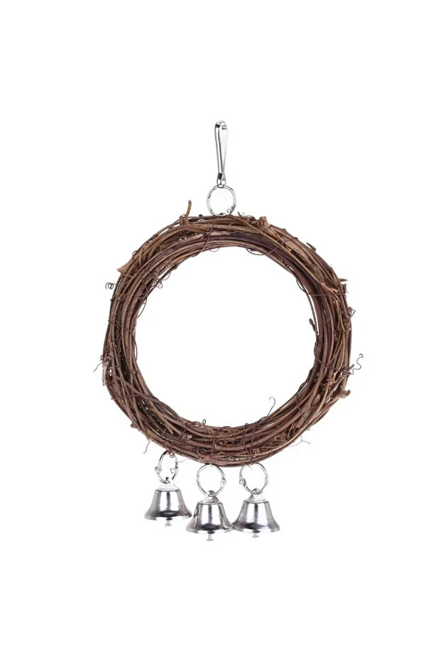 WHITE Bird Parrot Hanging Swing Globe with Bell Chew Toy Bird Standing Pet Toy Supplies