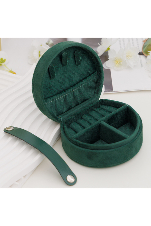 green Portable Jewelry Box, Flannel, Mini Portable Cute Box, Necklace, Rings, Earrings, Earrings, St