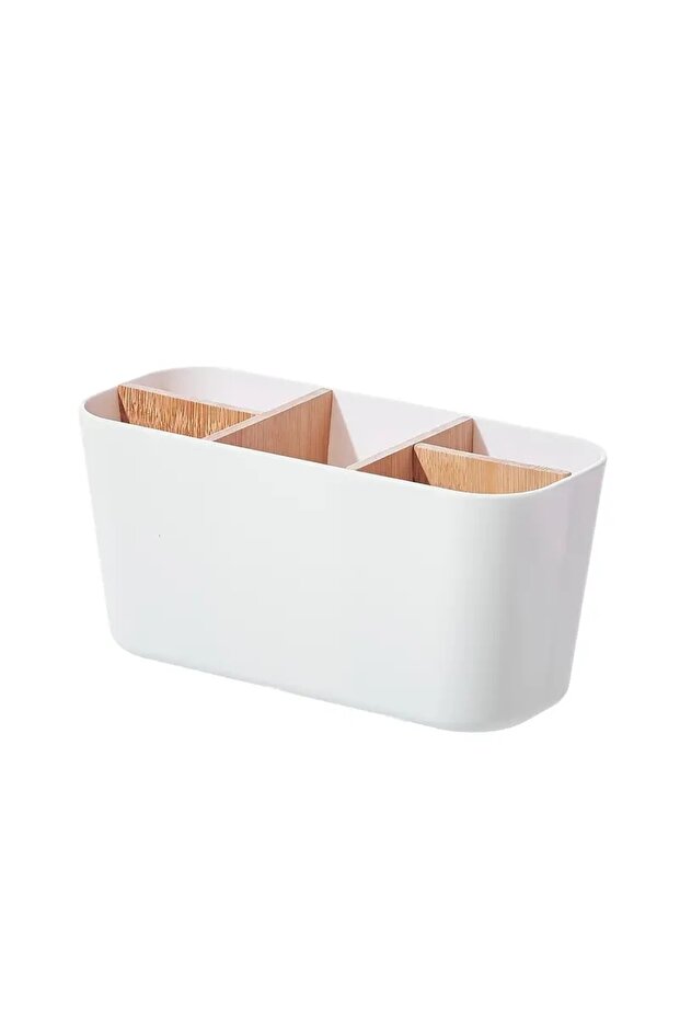WHITE Black Plastic Toothbrush Holder with Dividers, 5-Slot Bathroom Countertop Organizer, Lightweig