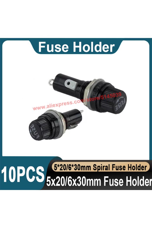 5x20mm 10PCS 5*20mm 6*30mm Spiral Type Glass Tube Fuse Holder For 5x20mm 6x30mm Fuse Holder Glass Fu