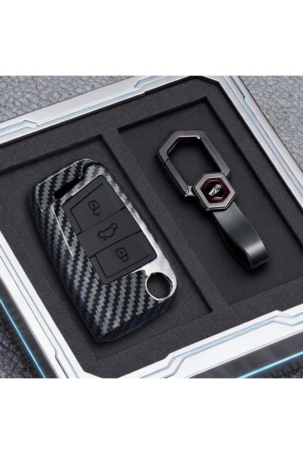 3 btn buckle 3 4 Buttons Carbon Car Key Case Cover Fob For Volkswagen VW Golf 7 ALLTRACK MK7 Tiguan