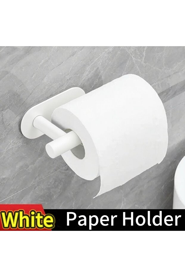 style-01-white Plastics Paper Towel Holder Self Adhesive Toilet Roll Paper Holder No Punching Kitche