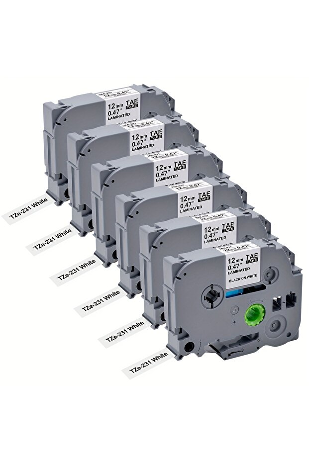 TAe-231 6PK TAE 231 Label Tape Compatible for TZWE-231 GL-100 PT-200 300 300B PT-1000 PT-1200 PT-1