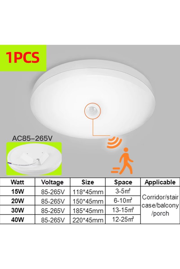 Cold White 15W 1 Piece Motion Sensor Ceiling Lamp 15w 20w 30w 40w PIR Motion Detector Modern Ceiling