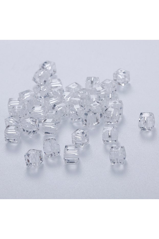 white 50pcs 8mm Multi Faceted Crystal Square Spacer Beads for DIY Handmade Bracelets Necklaces Earri