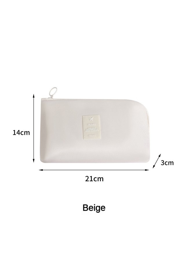 Beige Travel Portable Shockproof Electronic Data Cable Digital Bag Multifunctional Mobile Power Acce