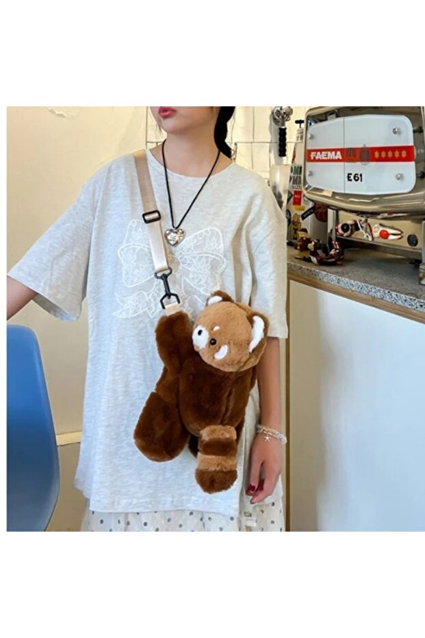 Red panda 30cm Red Panda Plush Backpack Cute Plushie Doll Women Crossbody Fur Soft Shoulder Bag for