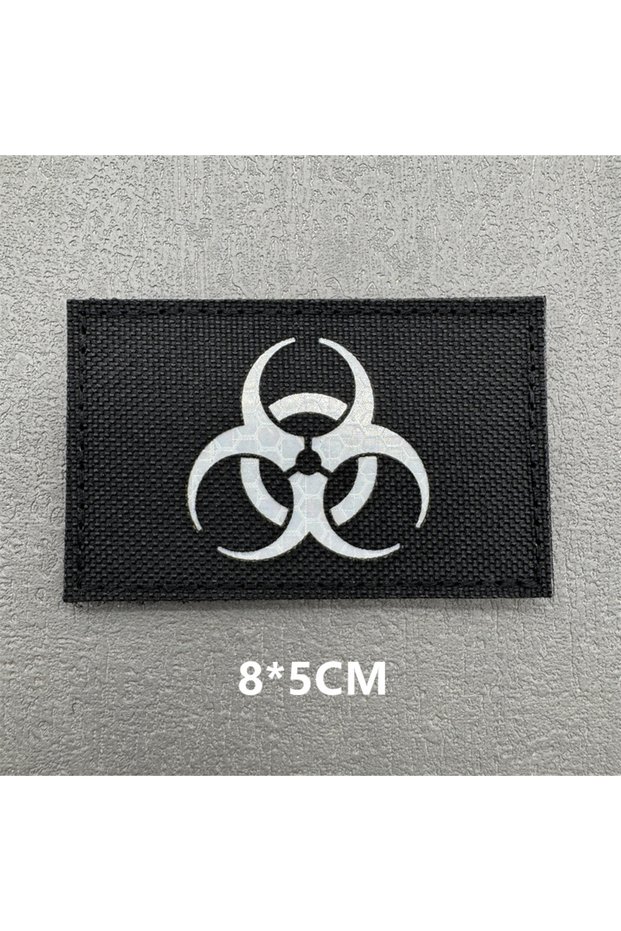Gold 1pc Biohazard Patch Reflect Light Tactical Patch Hook and Loop Emblem Morale Badges Cloth Vest