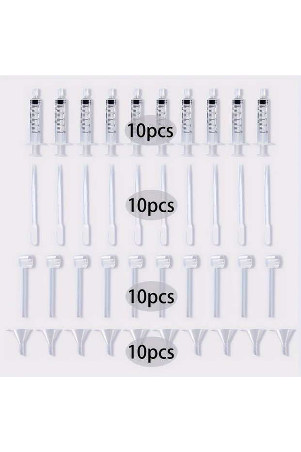 Plastic Other WHITE 20/40pcs perfume supplement set: plastic funnel, pipette, dropper and syringe-id