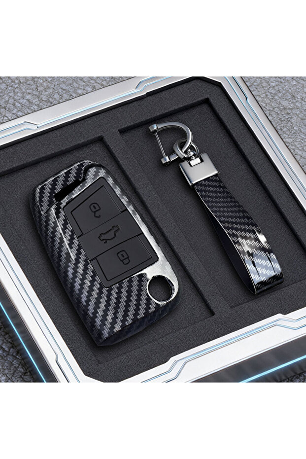 3 btn keychain 3 4 Buttons Carbon Car Key Case Cover Fob For Volkswagen VW Golf 7 ALLTRACK MK7 Tigua