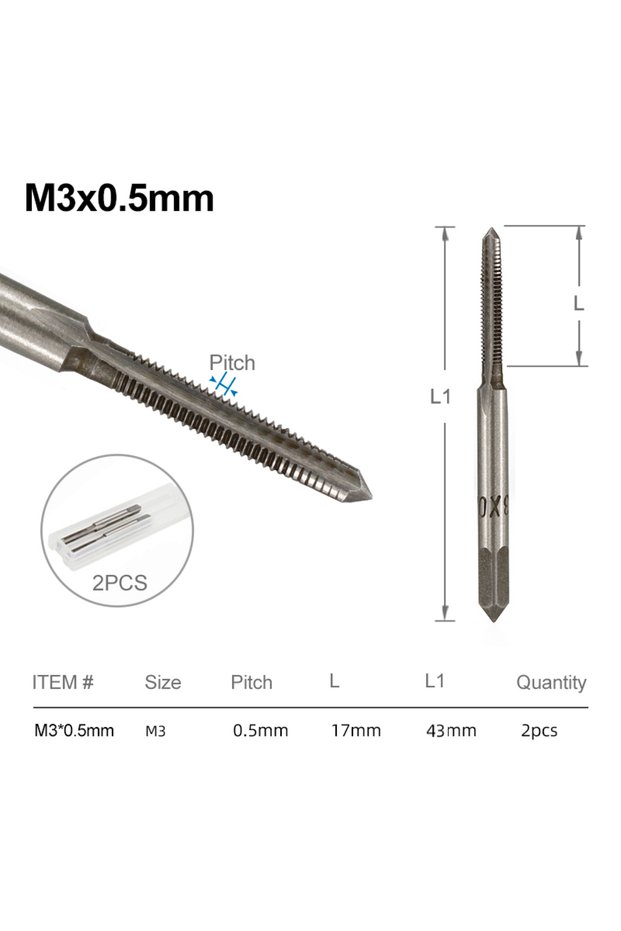2pcs M3x0.5 CMCP 2pcs M2 M3 M4 M5 M6 M7 M8 M10 M12 M14 M16 HSS Screw Tap Drill Bit Set Metric Thread