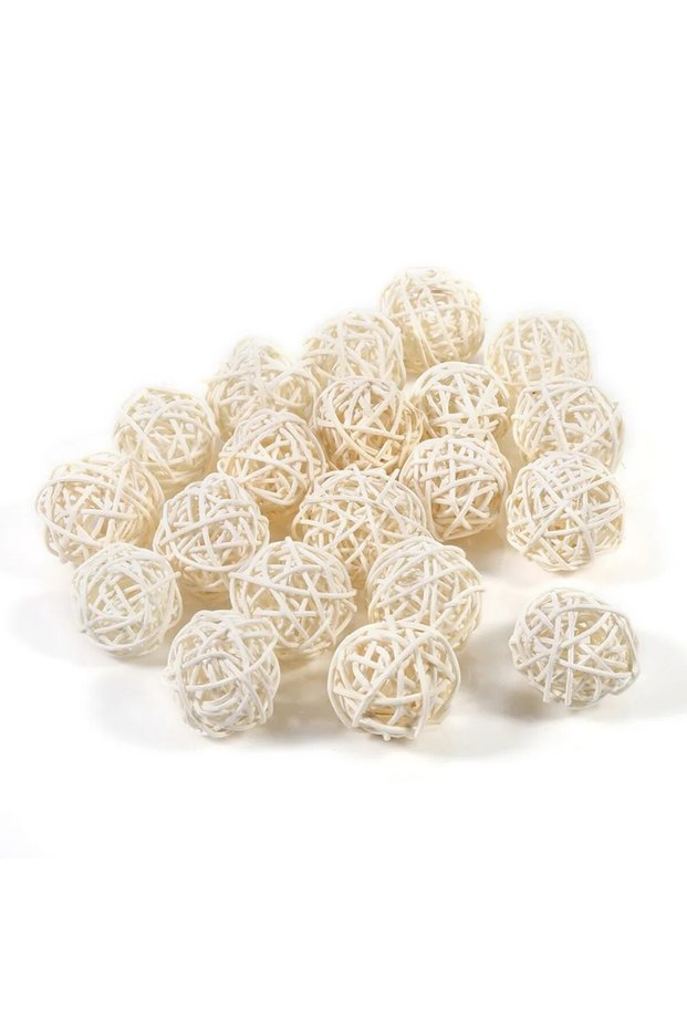 One Size Khaki 20pcs 3cm Wicker Rattan Balls Natural Woven Hanging Pendants Aromatherapy Rattan Wedd