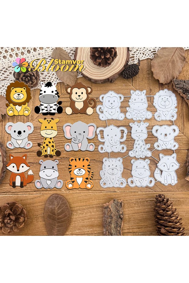 Original Lovely Forest Sitting Animals Monkey Zebra Lion Elephant Giraffe Metal Cutting Dies Scrapbo
