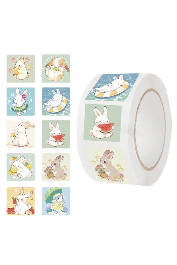 500pcs All 500PCS Cartoon Cute Rabbit Sticker, Teacher Reward Praise Roll Sticker Labels, Envelope S
