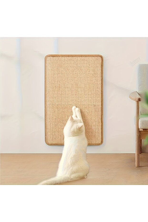 YELLOW Wall-Mounted Sisal Cat Scratcher Mat, Durable Scratch Pad for Summer Indoor Cats, Furniture P