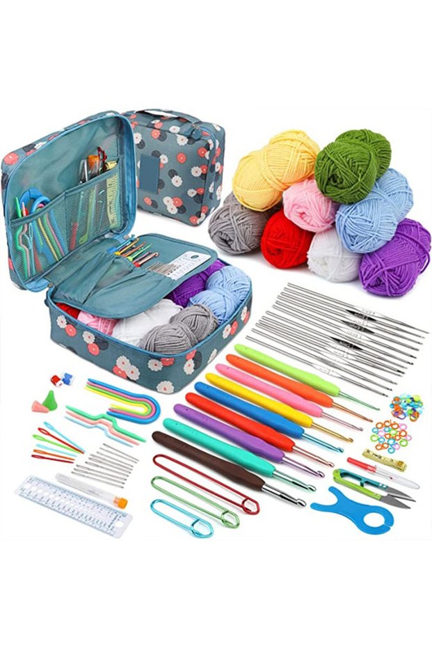 103pcs 103Pcs Crochet Hooks Kit Soft Grip Crochet Needles Set Multi-Color Sweater Knitting Tool with