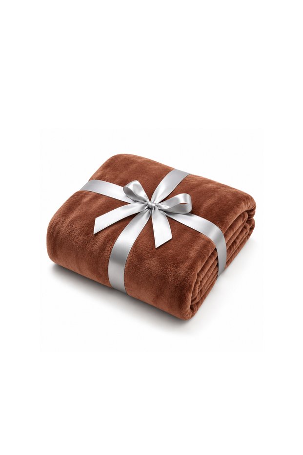 Solid Brown Flannel Blanket – Double (200x220 cm) – Soft, Warm & Comfortable