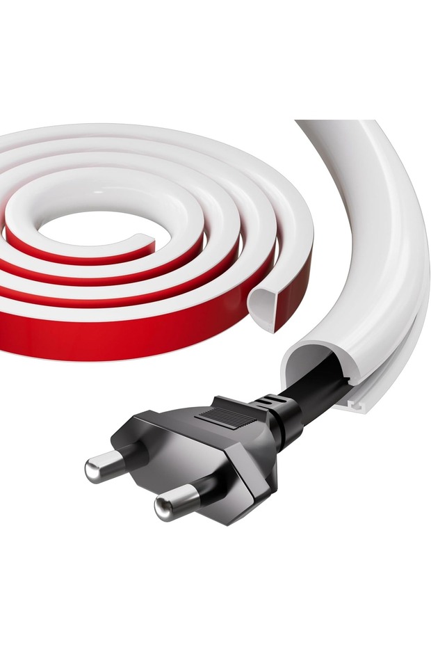 15mm 1m WHITE 1PC Arc Anti-extrusion Floor Cord Cover Self-Adhesive Power Extension Wiring Duct C