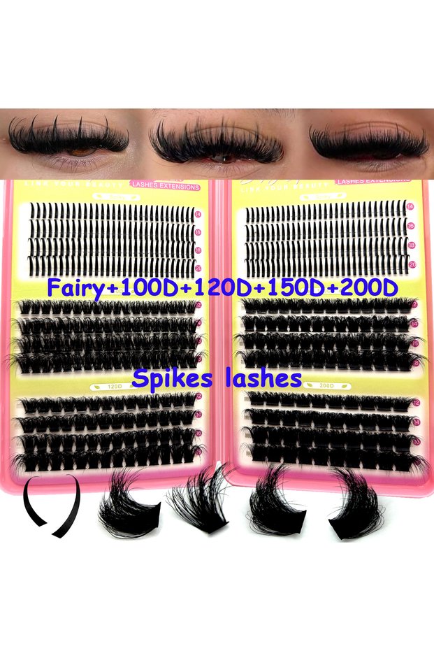 MIX dd 100D120D150D200D 100D 150D 200D Lash Clusters Spikes Eyelash Extensions Spiky Lashes Extensio