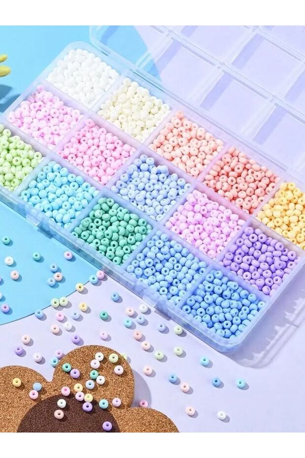 Macaron 1500Pcs 15 Colors 4mm Candy Color Glass Seed Beads 6/0 Round Pony Craft Beading Glass Beads